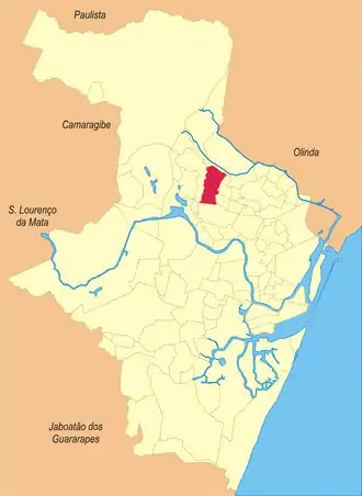 Localização do bairro Vasco da Gama no Recife