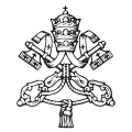 Versão não colorida do brasão exibida nos sites da Biblioteca Vaticana e da Santa Sé.