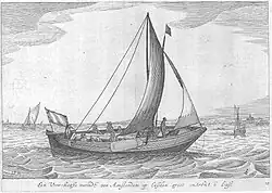 Um kaag entre Amsterdão e Leiden (1627), desenho de Jan Porcellis