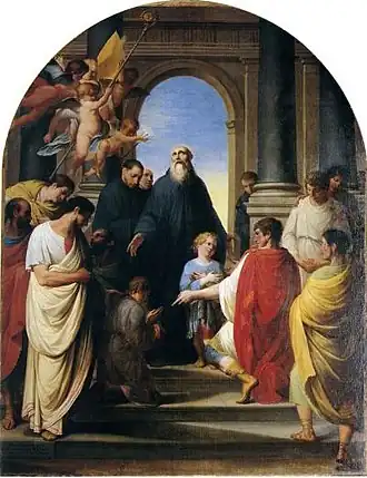 Giuseppe Velasco: Apresentação de São Mauro e São Plácido a São Bento, 1808, Igreja de São Salvador, Noto.