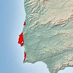 Distribuição geográfica (a vermelho)