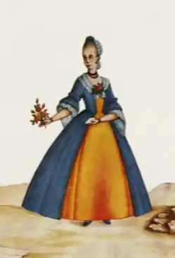 Mulher brasileira usando um Robe à l'Anglaise.