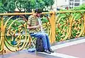 Músico de rua tocando no Viaduto Santa Ifigênia