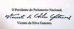 Assinatura de Vicente Guterres