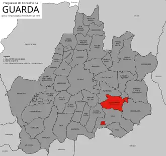 Localização no município de Guarda