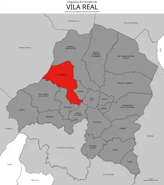 Localização no município de Vila Real