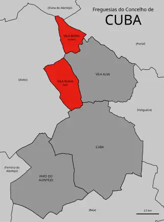 Localização no município de Cuba