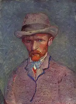Autorretrato com chapéu cinza, 1887, óleo sobre papel, Museu Van Gogh, Amsterdam