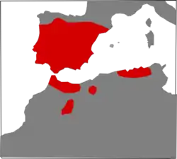 Distribuição de Vipera latasti.