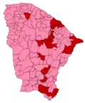 Votação para presidente por municipios no Ceará em 2002 (1º turno)