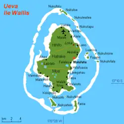 Localização de Mata Utu na ilha de Wallis