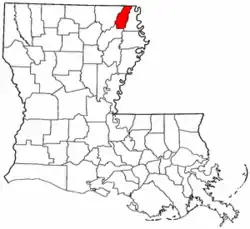 Localização da paróquia no Estado de Louisiana