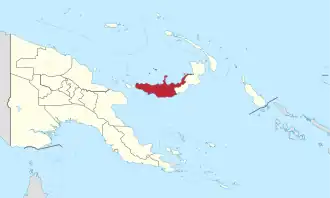 Nova Bretanha Ocidental no mapa de Papua-Nova Guiné