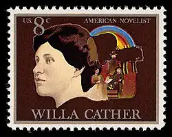 Um selo postal em homenagem a Cather, emitido pelo Serviço Postal dos Estados Unidos em 1973.