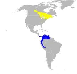 Área de distribuição de C. canadensis Época de reprodução Época de inverno