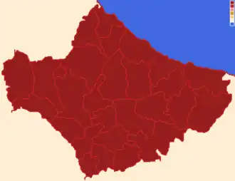 Municípios e comunas da província.