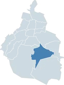 Localização de Xochimilco na Cidade do México