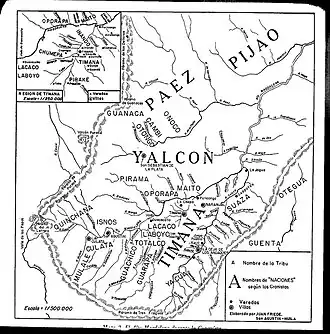 Povos originarios do Alto Magdalena durante a invasão.