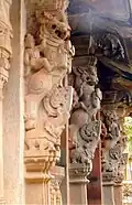 Yali pillars in Aghoreshwara Temple at Ikkeri in Shimoga District