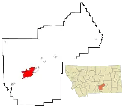 Localização no condado de Yellowstone
