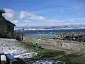 Vista sobre o lago Lemano (Léman) no fim do Inverno