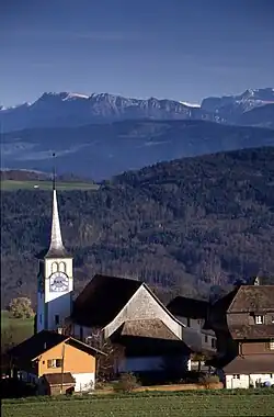 Vista da igreja de Zimmerwald
