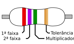 A diagram of a 2.7 MΩ color-coded resistor.