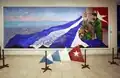 Pintura a óleo de Fidel Castro representando a Revolução Cubana.