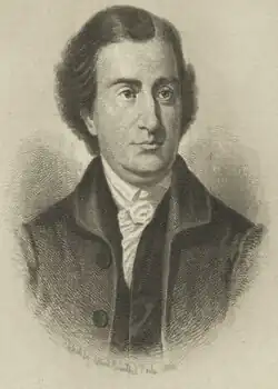 Desenho de Edmund Randolph, voltado para a direita