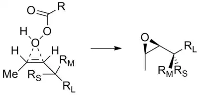 Epoxidação diaestereosseletiva de um alceno cis.