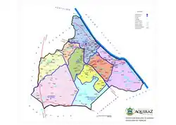 Mapa dos distritos de Aquiraz-CE