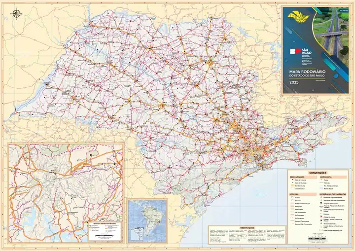 Mapa de todas as vias de maior tráfego do Estado de São Paulo