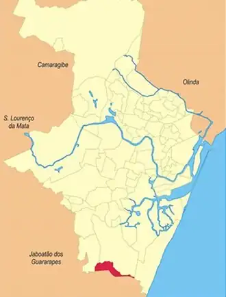 Localização do bairro Jordão na cidade do Recife