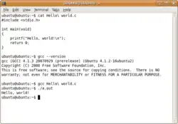 Programa Olá Mundo gerado pelo GCC
