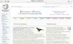 Web 3.20 mostrando a página principal da Wikipédia.