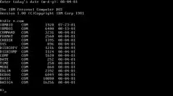 Screenshot of IBM PC DOS 1.00, an operating system