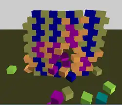 Demonstração de uma parede de blocos.