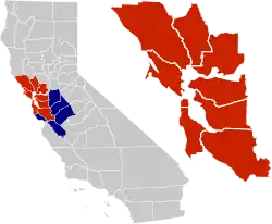 A baía de São Francisco dentro do Estado da Califórnia