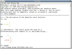 Captura de tela do Mathomatic sob o Gnome Terminal