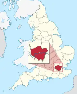 Localização na Inglaterra