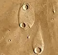 Ilhas sedimentares em forma de gota em Ares Vallis.