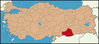 Localização da província de Şanlıurfa na Turquia