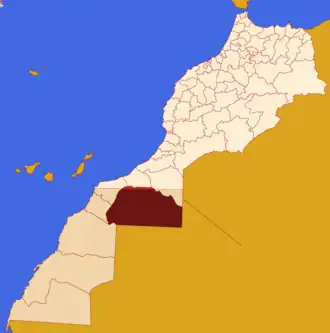 Localização da província em Marrocos. Sara ocidental incluído