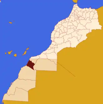 Localização da província em Marrocos. Sara ocidental incluído.