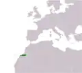 Localização da zona Sul, do protetorado Espanhol de Marrocos.