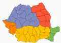 Mapa dos distritos romenos