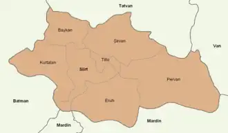 Mapa dos distritos da província de Sirte