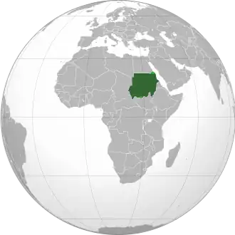 Localização do Sudão no continente africano