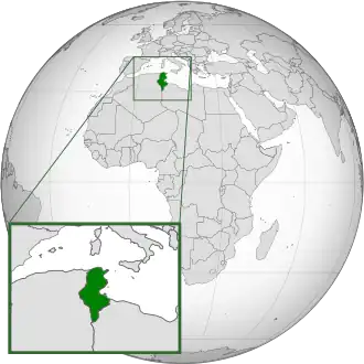 Localização da Tunísia