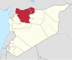 Map of Syria with Alepo highlighted.